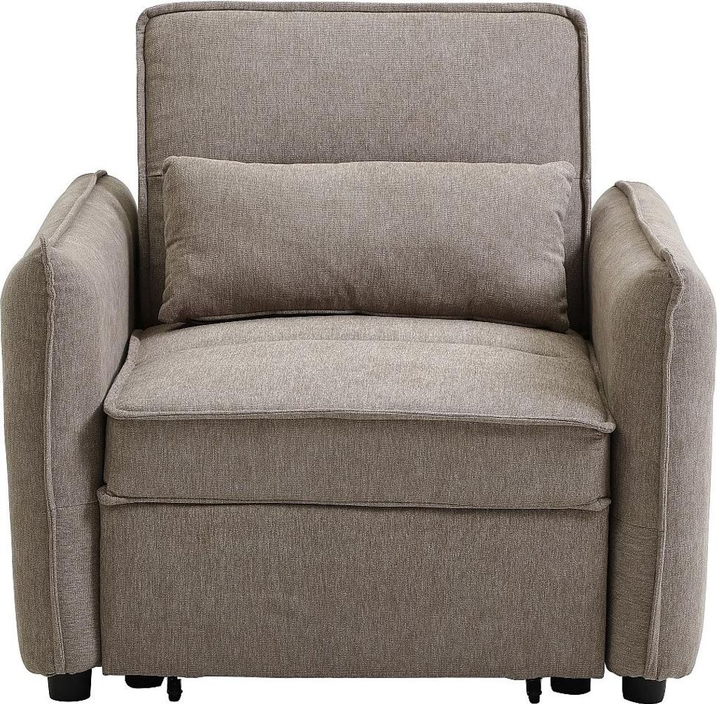 Sessel mit Schlaffunktion aus taupefarbenem Stoff FENORA