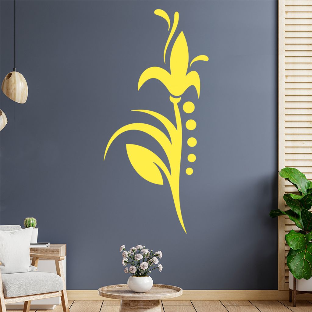 Blume - Linien Punkte Wandtattoo in 6 Größen - Wandaufkleber Wall Sticker - Dekoration, Küche, Wohnzimmer, Schlafzimmer, Badezimmer