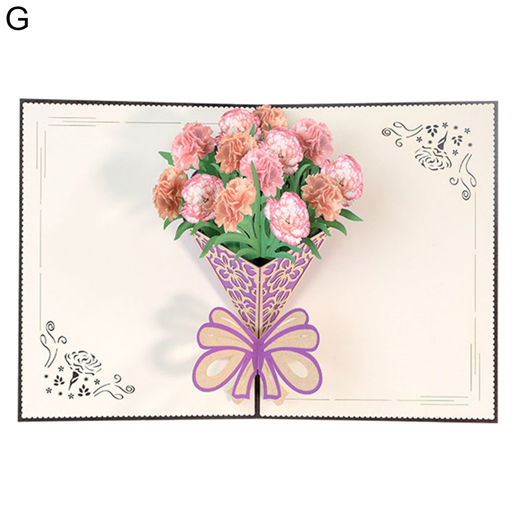 Grußkarte versteckte Design Blumenmuster Papier Mutter Day Festival Card für Frauen-G
