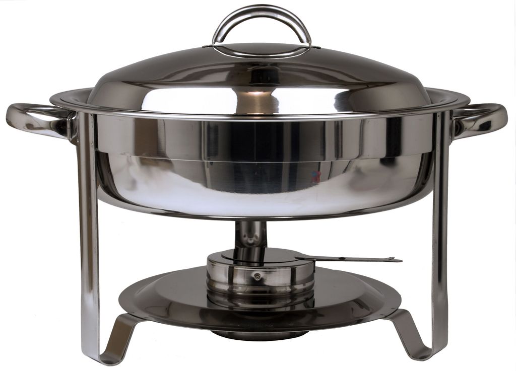 AcMax Edelstahl Speisenwärmer Runder Warmhaltebehälter Chafing Dish 3,5 Liter