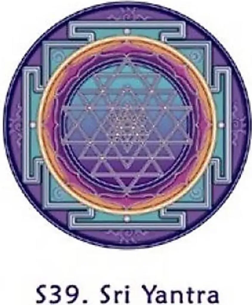 Sri Yantra Autocollant Fenêtre 10,5 cm - Lot de 4 Stickers Géométrie Sacrée