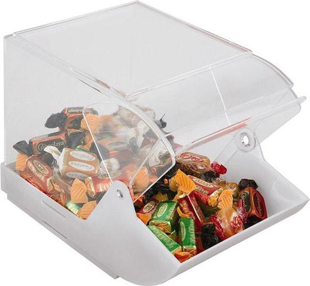 APS 11884 Universalbox, mit Öffnungsklappe, Oberteil aus Acryl, Unterteil aus Polypropylen, 23 x 14,5 cm, Höhe 15 cm, Germany, weiß/transparent