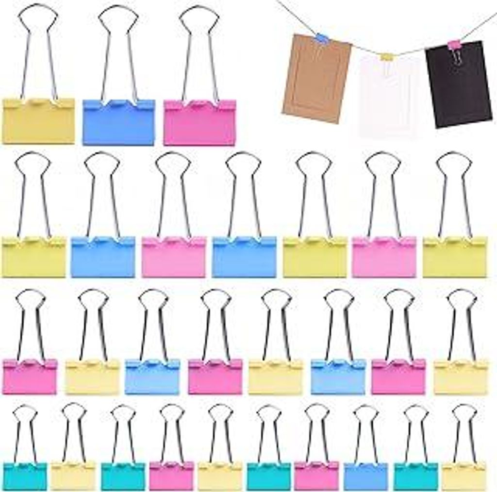 75 Stück Foldback Klammern Set, 15mm/19mm/25mm/32mm Binder Clips Büroklammern Bunt, Vielzweckklammern Dokumenten Clips,Metall Klammern Papierklam...