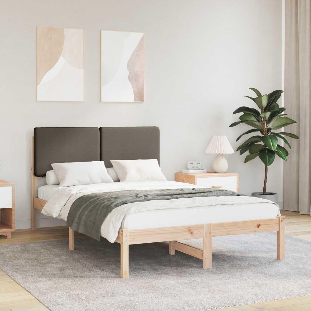 Maison Exclusive - Bettgestell mit gepolstertem Kopfteil Taupe 135 x 190 cm