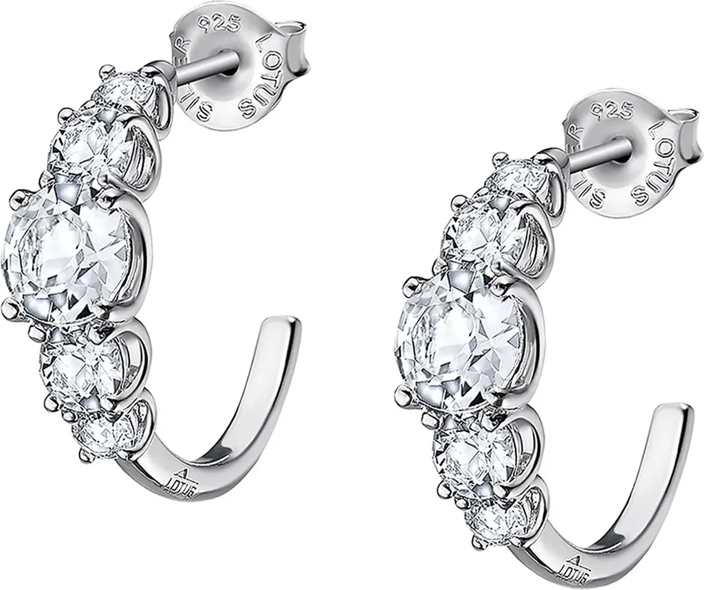 Créoles en Argent 925 pour Femme Lotus Silver avec Cristaux Brillants