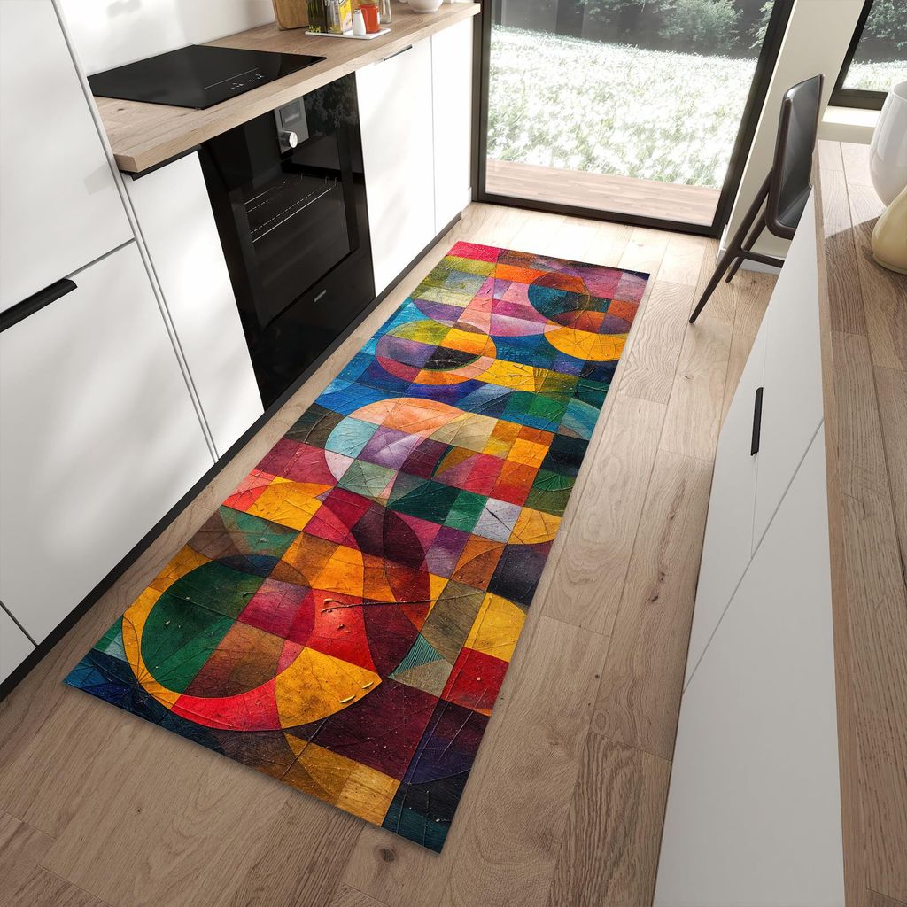 Küchenteppich 90x240cm rutschfest & abwischbar PVC Läufer - Farben von Abstrakte