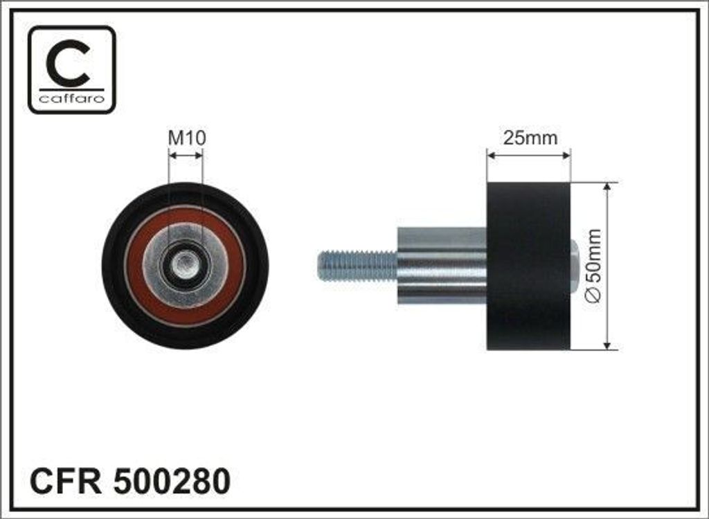 CAFFARO 500280 Umlenkrolle Zahnriemen Ø50mm für VW Golf VII Produktbild 