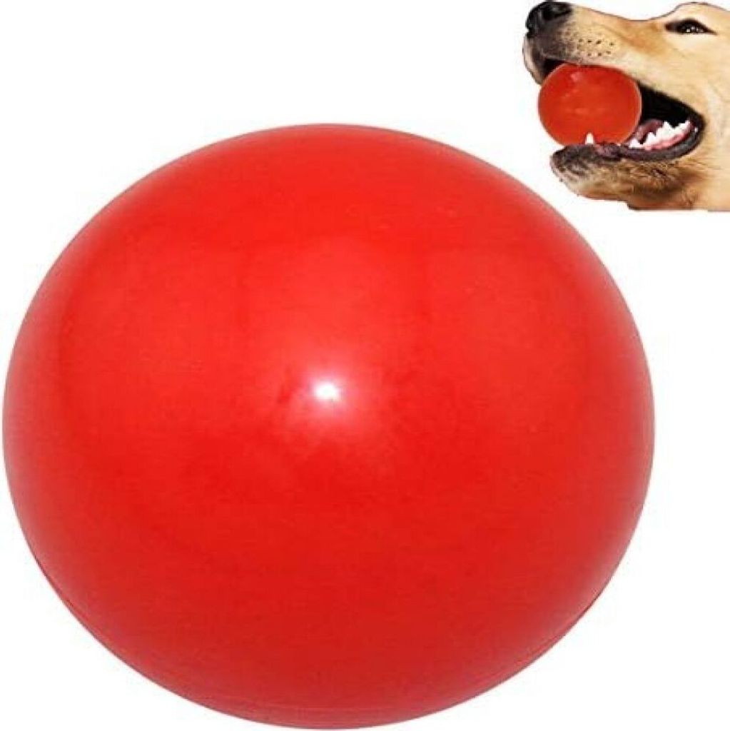 Unzerstörbarer Hundeball, Hundekauspielzeug für aggressive Hunde, Hundetrainingszubehör, Vollgummi-Hüpfball aus reinem Naturkautschuk, 7 cm, Rot