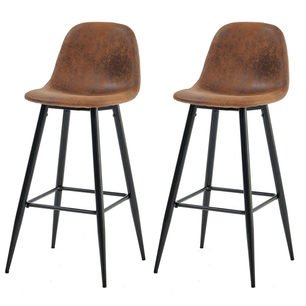 Meubles Cosy 2er-Set Barhocker im Industrial-Stil mit Rückenlehnen aus WildKunstleder – CHARLTON BAR