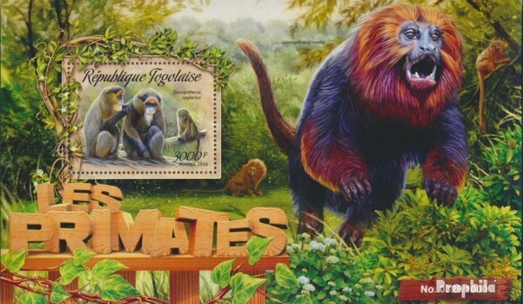 Briefmarken Togo 2016 Mi Block 1303 (kompl. Ausgabe) postfrisch Primaten