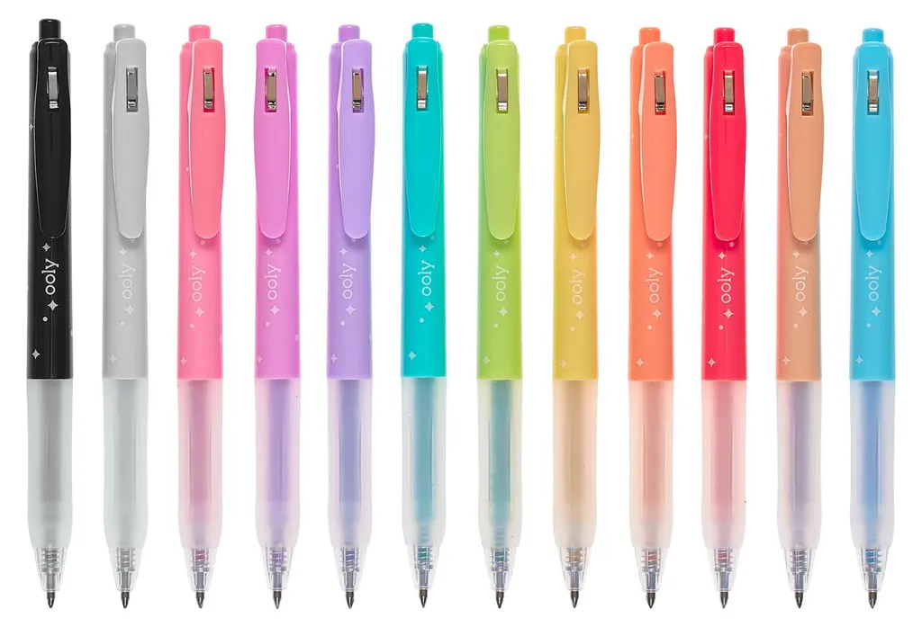 Stylos gel pailletés sans taches : 12 couleurs à séchage ultra-rapide