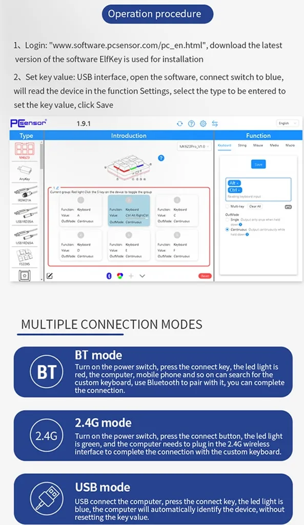 Clavier programmable 3 modes avec 6 touches mécaniques et Bluetooth - 7