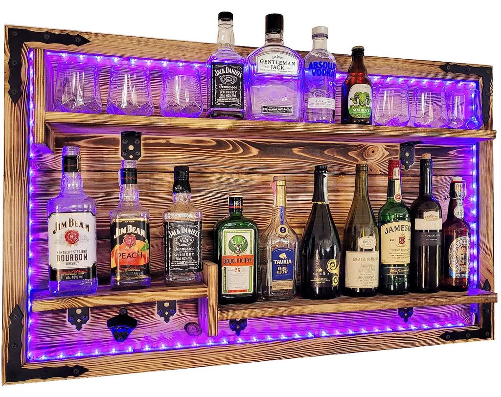 Hängende Wandregal mit LED RGB Beleuchtung bar nach Hause Produktbild 