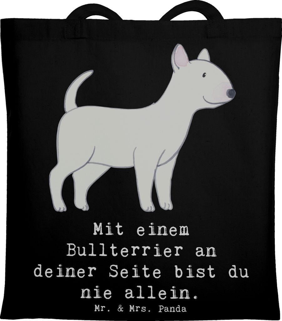 Mr. & Mrs. Panda Schultasche Bullterrier Begleiter - Schwarz - Geschenk, bedingungslose Liebe, Uni Tasche, Tote Bag, Hunderassen Vielfalt, Stoffbeu...