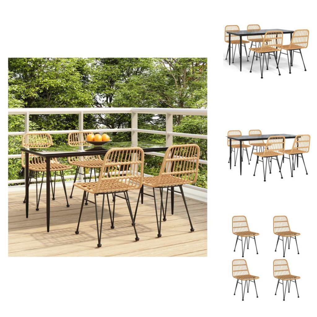 vidaXL 5-tlg. Garten-Essgruppe Poly Rattan - Gartenmöbel-Sets