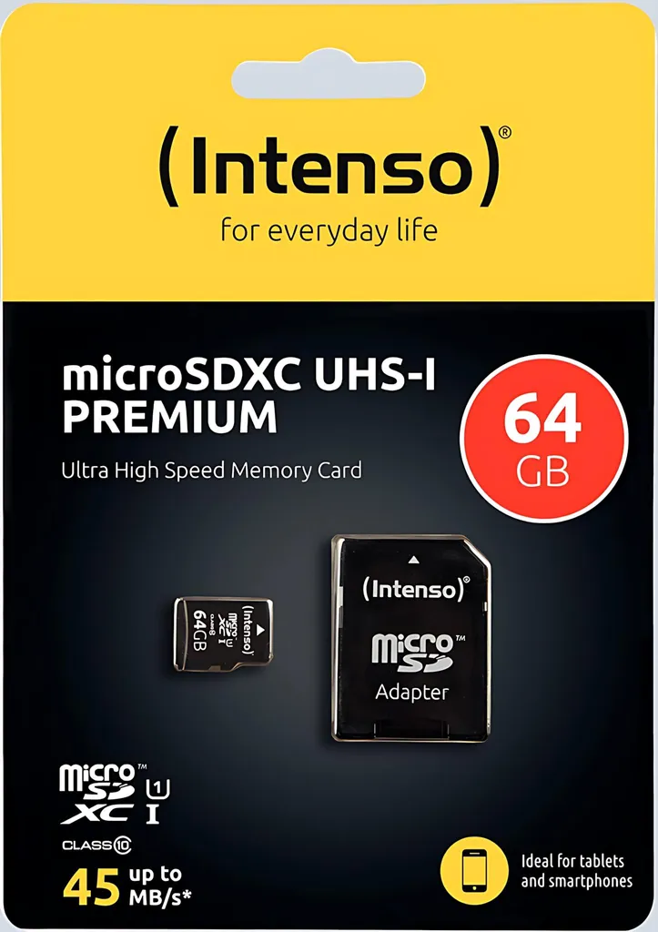 SUPER OFFERTA: MicroSD 64GB Intenso Premium Classe 10 + Adattatore SD - 4