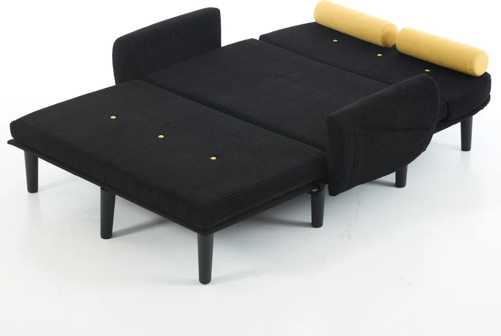 Petit canapé convertible noir gain de place avec rangement pour studio