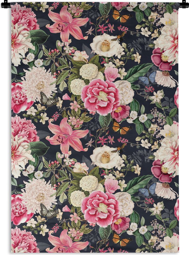 MuchoWow Wandteppich Wandbehang Lilie - Schmetterling - Farben 120x180 cm Tapisserie Dekoration Wandtuch - Schlafzimmer - Dekorationen für das Haus