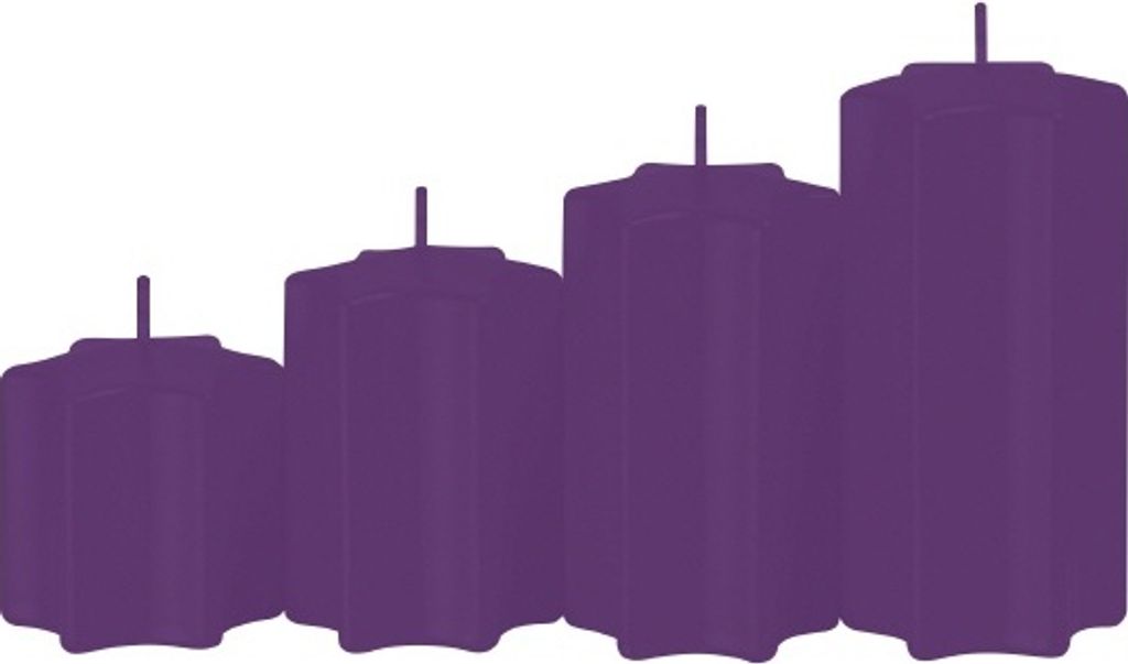 4er Set Sternkerzen abgestuft Violett Ø 6 cm