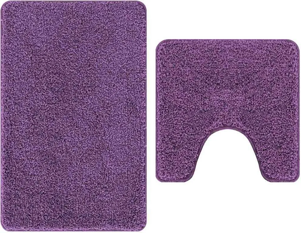 Set 2 Tappetini Bagno Viola vidaXL Antiscivolo in Polipropilene Morbido