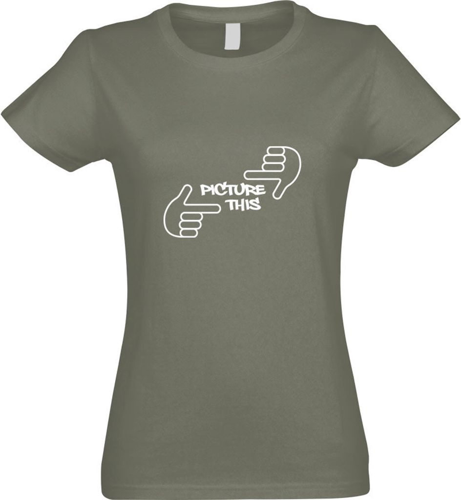 Kiwistar - T-Shirt tailliert - Damen - Olive - Picture This - mit Motiv Bedruckt - Funshirt Design - Sport - Freizeit - Damen - XXL