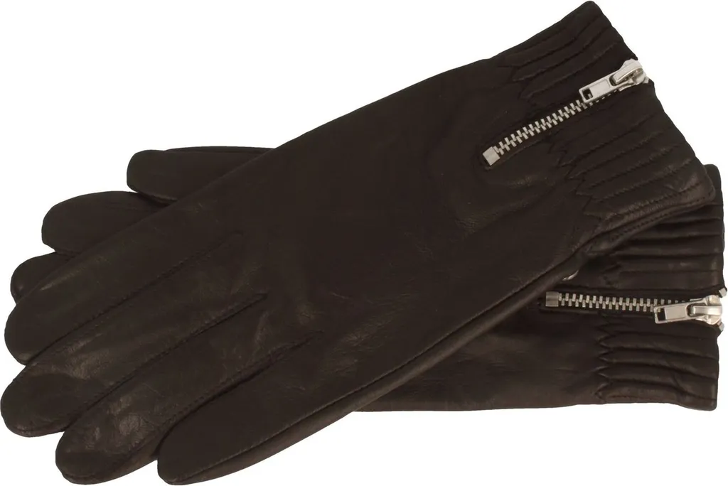 Gants en cuir Roeckl pour femmes avec fermeture éclair élégante noire