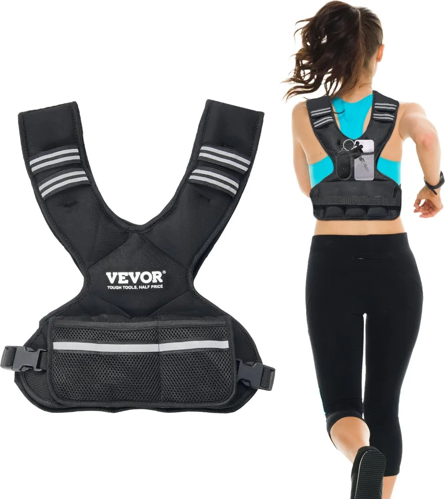 Gilet de musculation lesté 5-9kg ergonomique sans ballotement noir