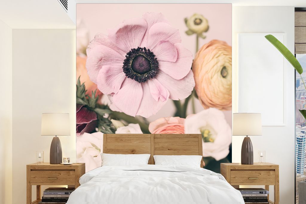 MuchoWow Fototapete für Wohnzimmer oder Schlafzimmer Wandtapete Vinyl Motivtapete Blumen - Natur - Pflanzen - 190x260 cm - Papiertapete