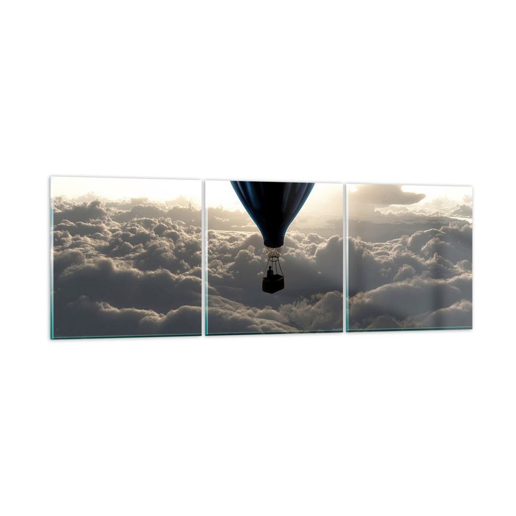 Bilder auf glas - Wolke Ballon Himmel - 120x40cm - Glasbilder - Wandbilder - Kunstdruck - zum Aufhängen bereit - Wanddekoration aus Glas - Glas Bi...