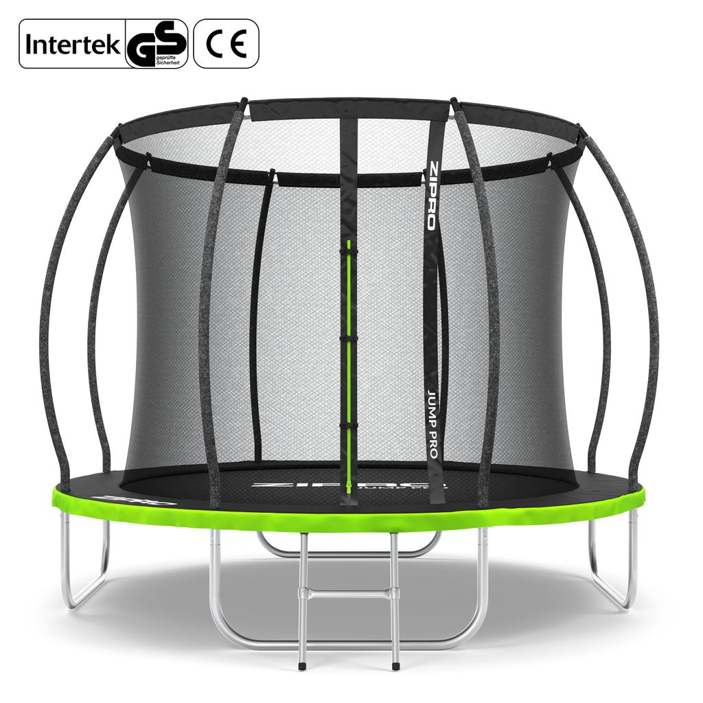 ZIPRO Trampolin Jump Pro Premium | 8FT Ø 252 cm | Gartentrampolin Kindertrampolin Komplett-Set inkl. Netz, Leiter & Randabdeckung, Outdoor, Grün