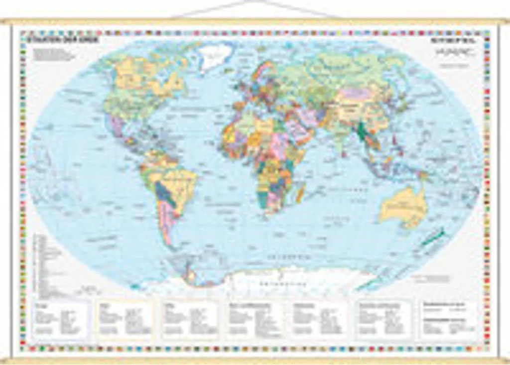 Carte murale États du Monde Politique 1:60 000 000 mini format souple