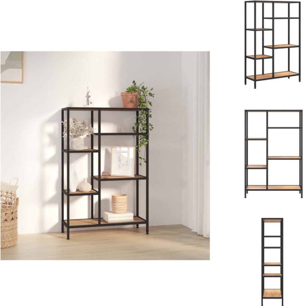 vidaXL Bücherregal 80x30x120 cm Stahl und Holzwerkstoff - Bücherregale & Bücherschränke