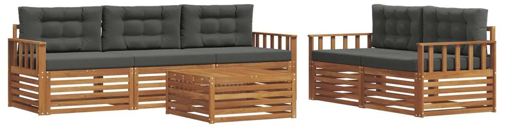 vidaXL Outdoor-Sofagarnitur mit Kissen 6 pcs Natur und Anthrazit