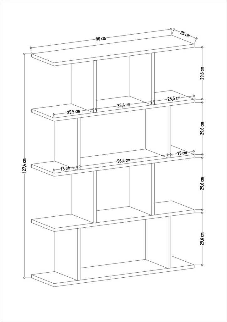 Bibliothèque de bureau et étagère de rangement blanche Harmon
