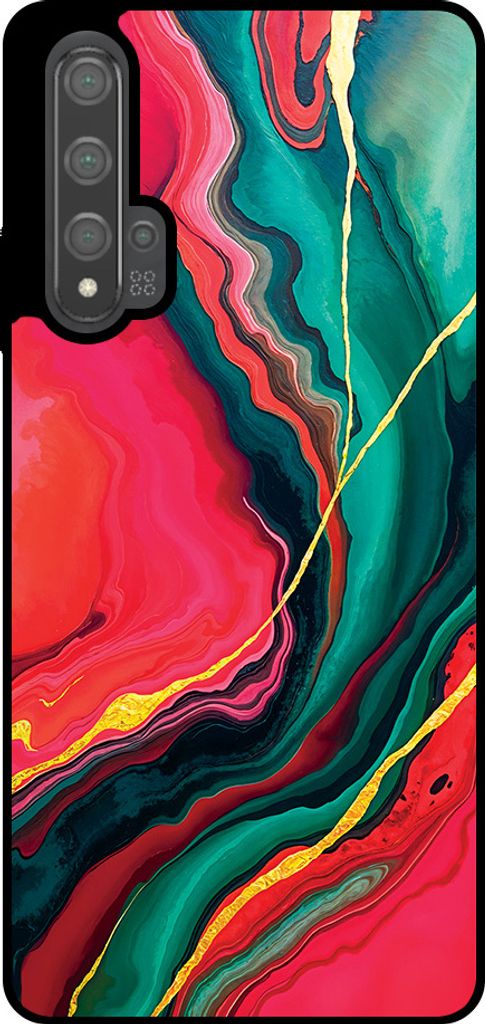 Smartphonica Telefon Fall geeignet für Huawei Nova 5T mit rot grün Marmor Print - TPU Backcover Fall rot grün Marmor Design