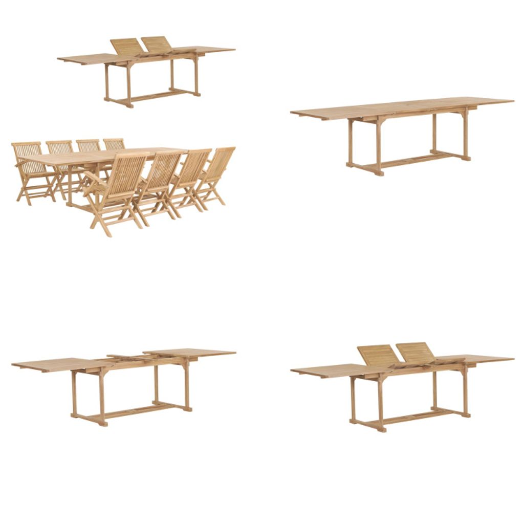 vidaXL 9 tlg. Garten Essgruppe 180 280 x 100 x 75 cm Teak Massivholz - Gartenmöbel-Set - Gartenmöbel-Sets - Gartentisch Und Stühle - Gartentisch...