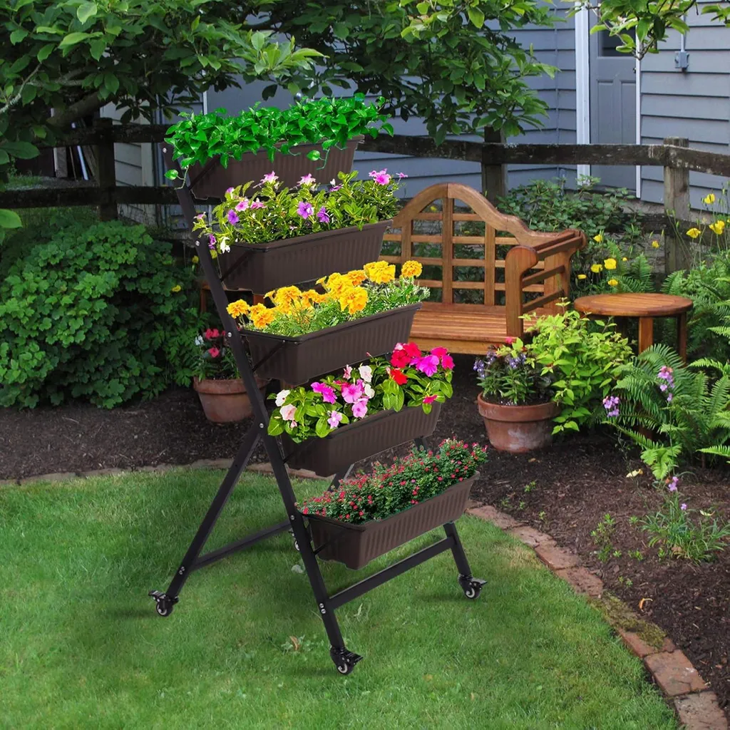 Potager vertical à 5 bacs pour balcon et terrasse, modèle Taille M - 3