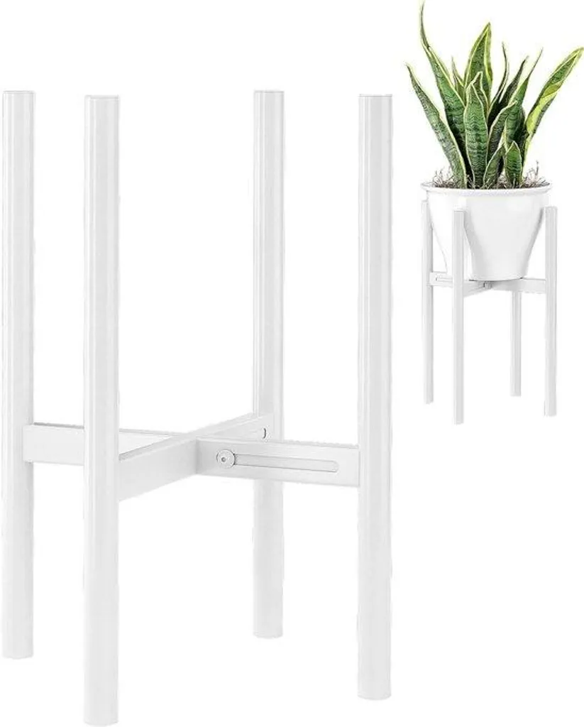 Support pour plantes réglable blanc - Grand format métal robuste anticorrosion