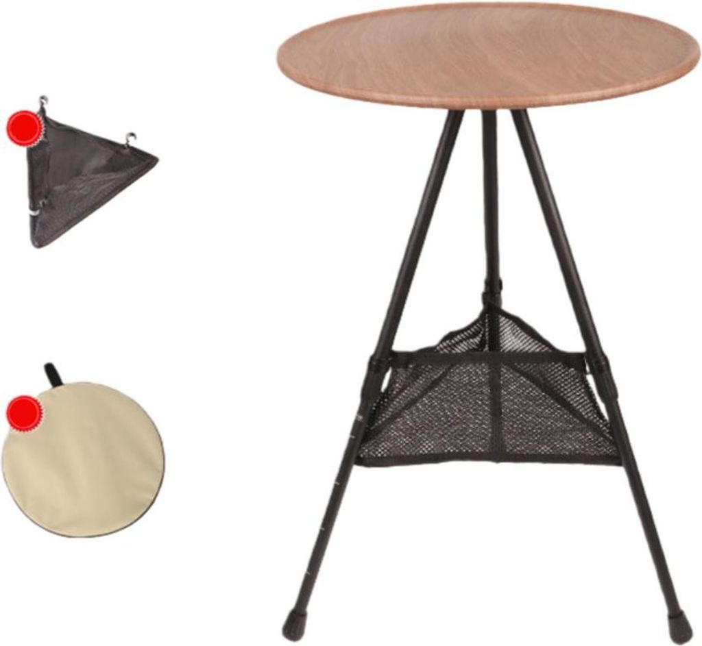 INF Ultraleichter runder Tisch aus Aluminiumlegierung für Camping & Picknick Holzfarbe