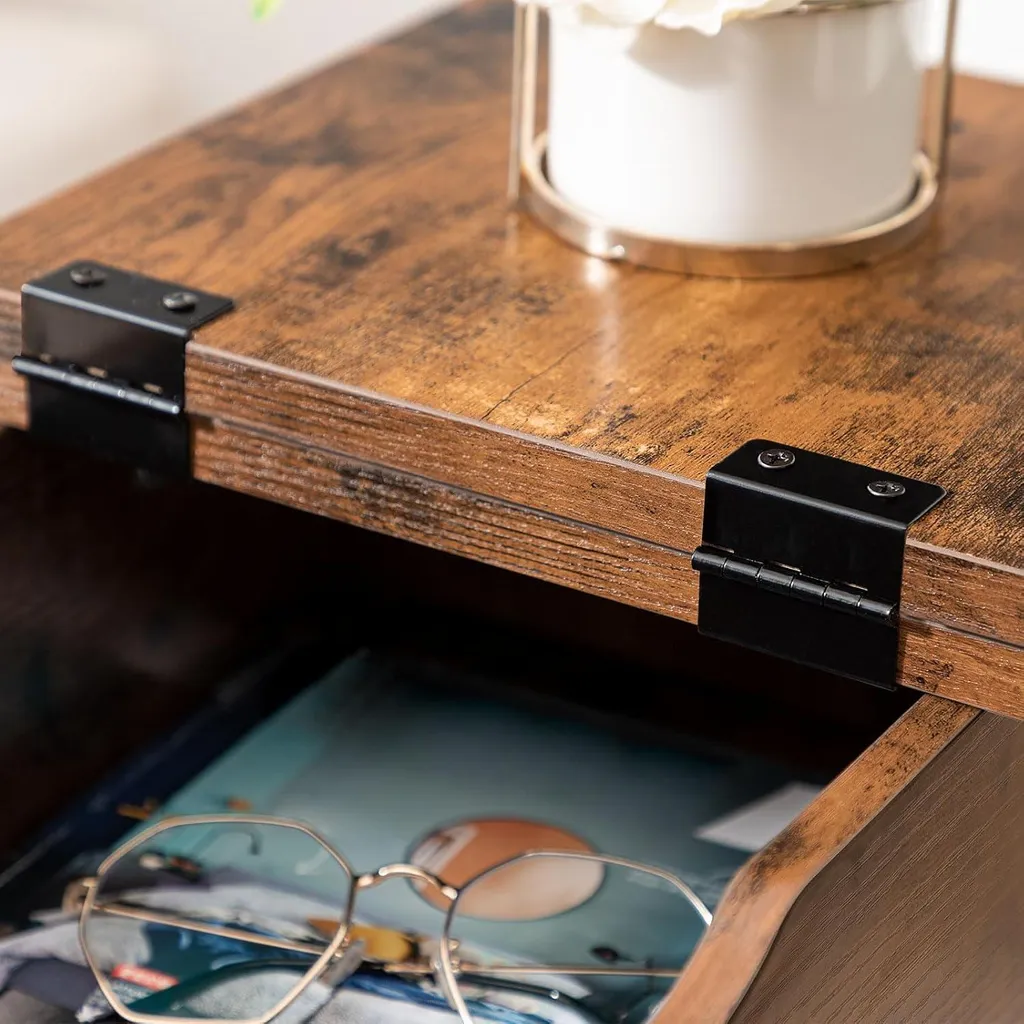 HOOBRO Table d'appoint avec station de recharge de style industriel chic - 8