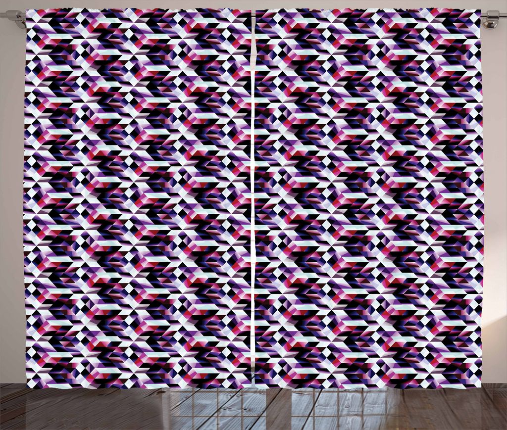 ABAKUHAUS Modern Rustikaler Gardine, Fractal Grid Vibrant, Schlafzimmer Kräuselband Vorhang mit Schlaufen und Haken, 280 x 175 cm, Mehrfarbig