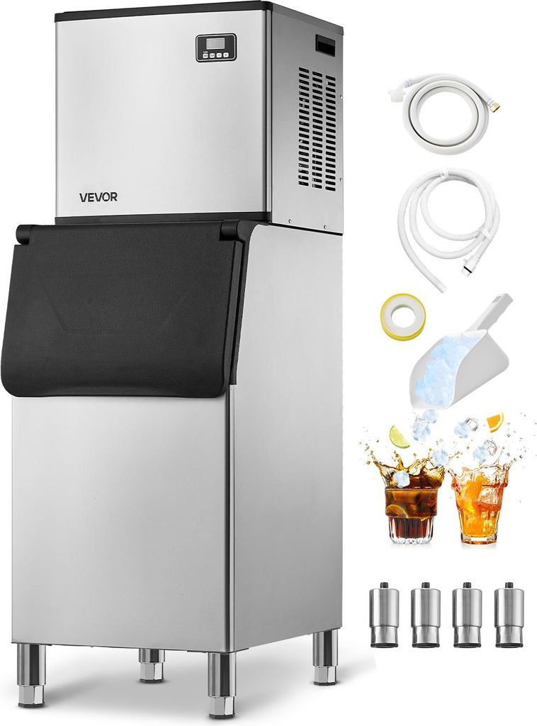 VEVOR kommerzielle Eismaschine 181,4 kg/Tag Eisbereiter mit großem 136 kg Vorratsbehälter, automatisch selbstreinigende gewerbliche Eismaschine m...