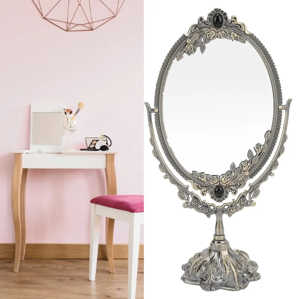 Miroir de maquillage rétro bronze petit modèle pour coiffeuse - 4
