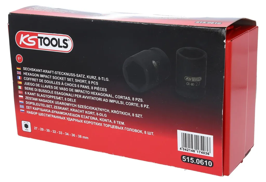 Coffret de douilles à chocs 1" KS TOOLS 8 douilles courtes de force - 6
