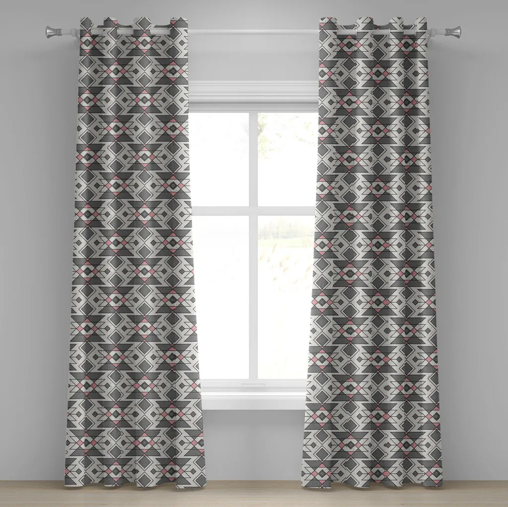 Tende Lavabili Abakuhaus 280x225 | Motivo Azteco Rosa Grigio Pratiche