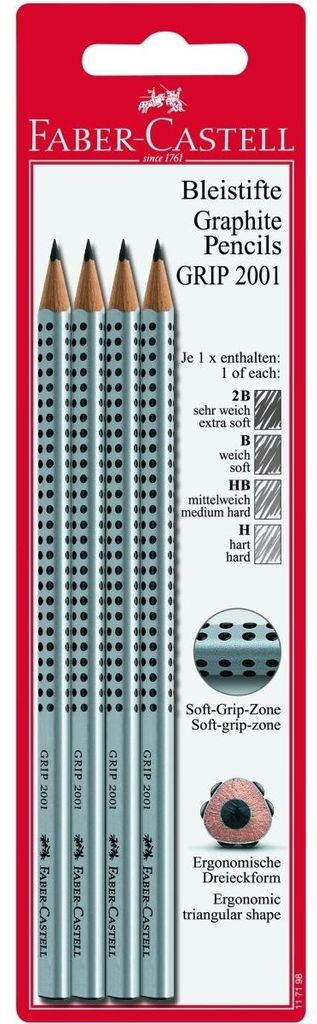 FABER-CASTELL Bleistift Grip 2001 (H HB B 2B) BK 4 Stk. Produktbild 