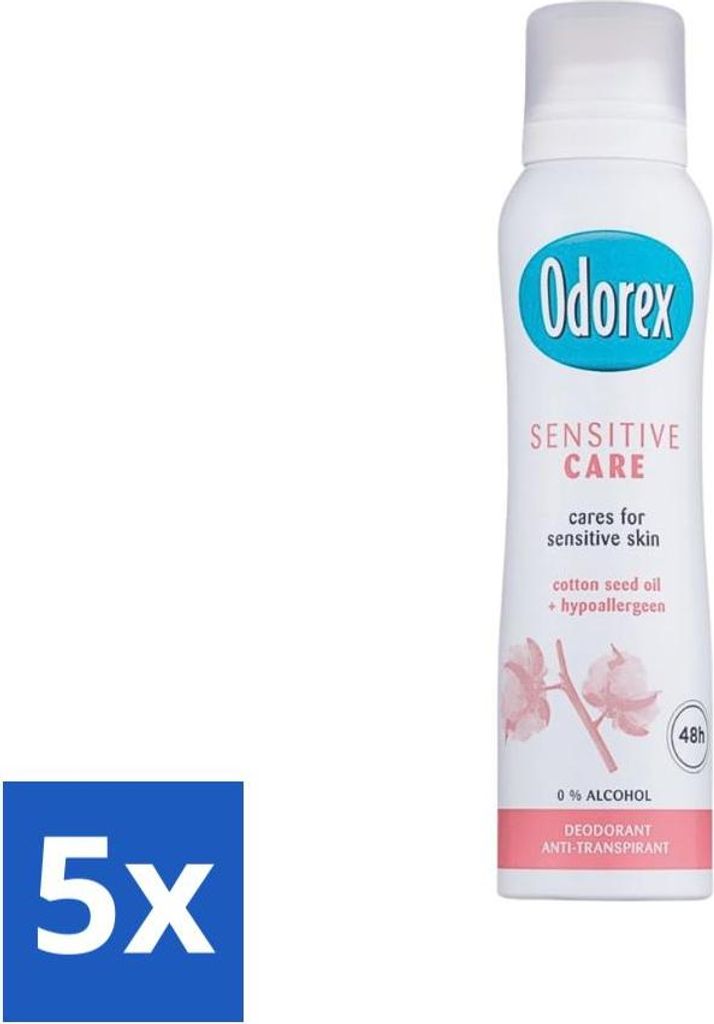 Odorex Deodorant Spray Sensitive Pflege 150 ml - Vorteilspack - 5 Stücke
