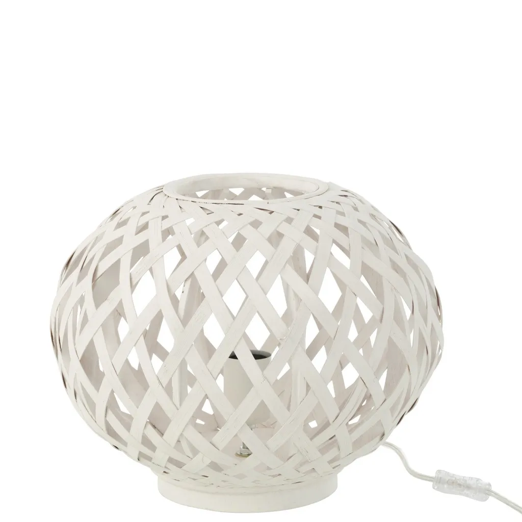 Lampe J-Line Bambou Blanc - Luminaire Design Naturel pour Salon Chic