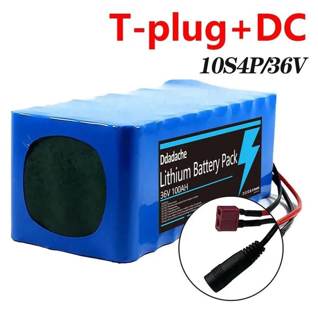 Akku für E-Scooter - 10S4P 36V Lithium-Ionen Akku Pack - 100Ah 100000mAh - 18650 Zellen - Wiederaufladbar - T-plug-DC Anschluss