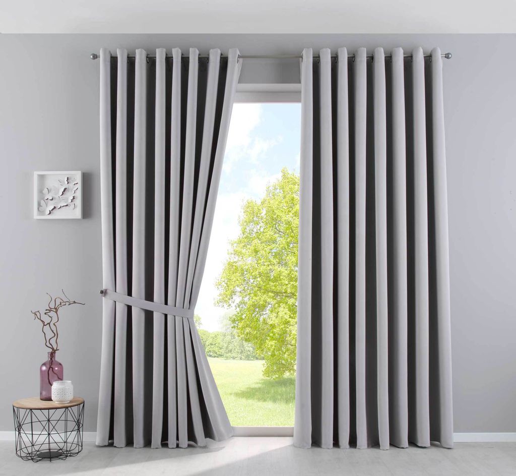 Vorhänge Blickdicht »NewYork« Grau HxB 225x295 cm 2er-Pack Thermo-Gardinen Verdunkelungsvorhang Blackout Ösen schalldämmend UV-Schutz Raffhalt...